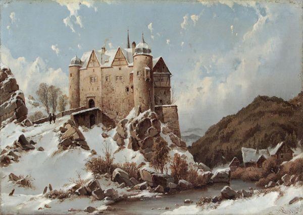 Karl Julius von Leypold Burgberg im Schnee oil painting image